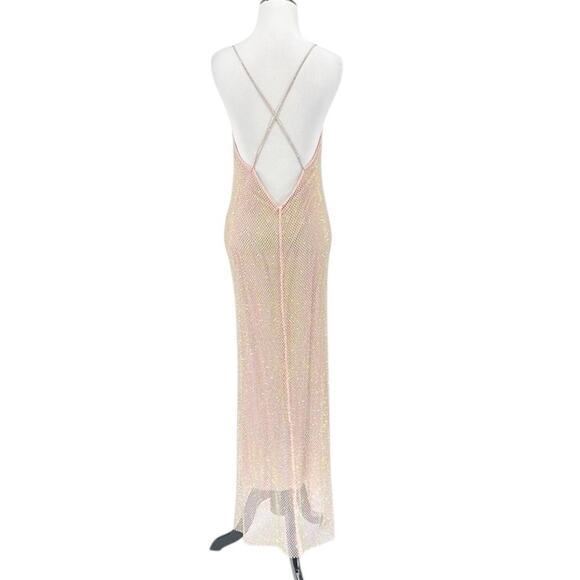 LoveShackFancy Calvert Beaded Crystal Embellished Mesh Maxi Dress Size 4 - Picture 9 of 13